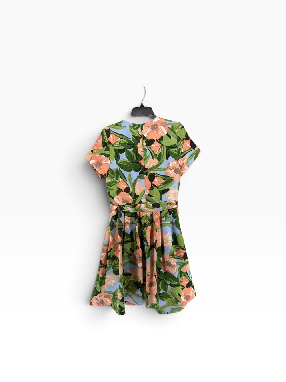NEW TAHARI Floral V-Neck Belted Midi Dress in Green and Peach SIZE 10 - Picture 3 of 5